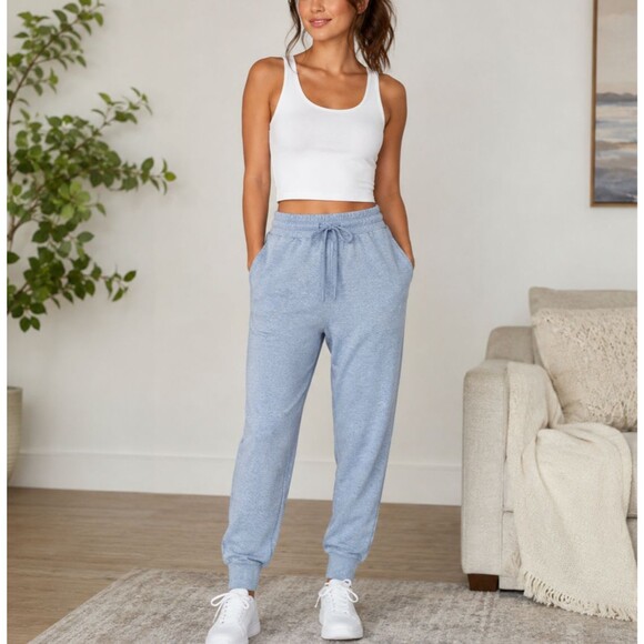 Fabletics Pants - Fabletics Cloud Jersey Jogger Pants Women's Blue Heather Drawstring Stretch M